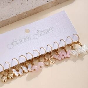 Charming Gold and Pink Earring Set